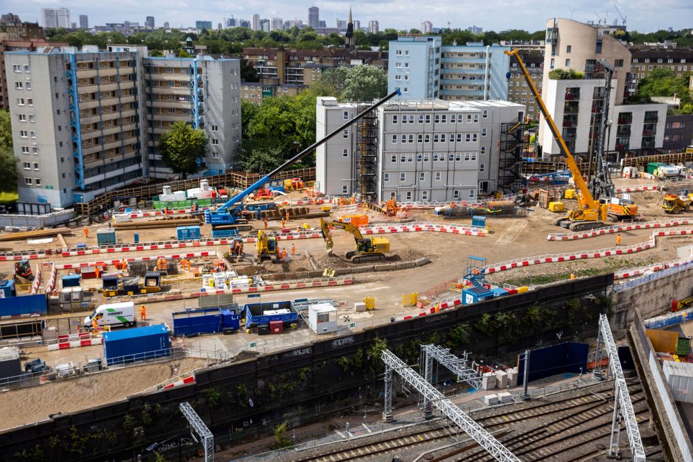 HS2 construction site at Euston pictured in 2021 